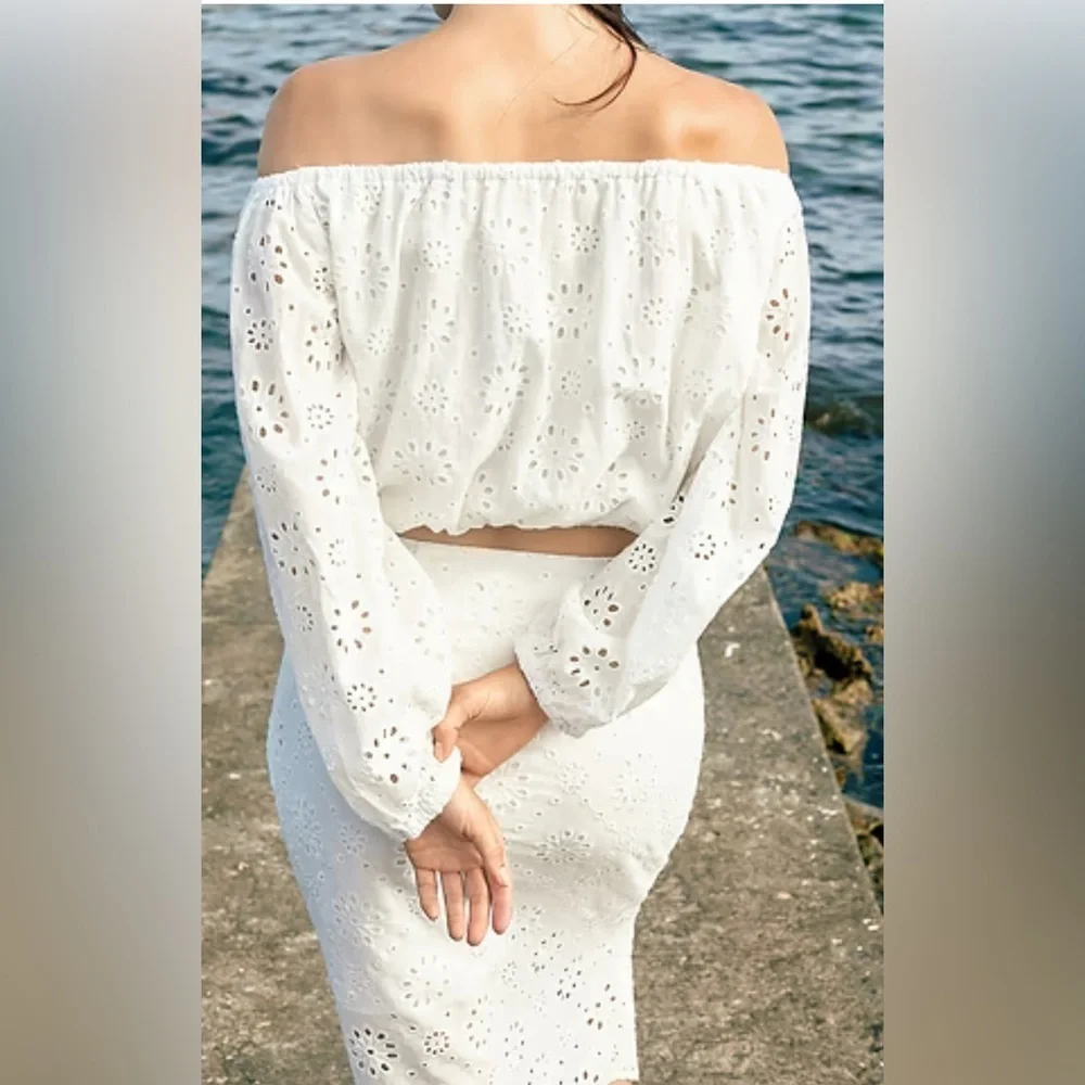 White Eyelet Women's Top